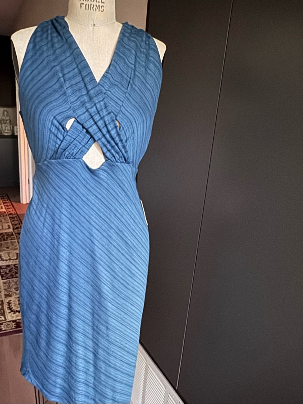 Free People Blue Sleeveless Cross-Front Midi Dress